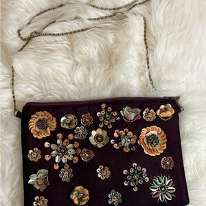 Steve Madden Floral Embellished Clutch - Purple and Gold